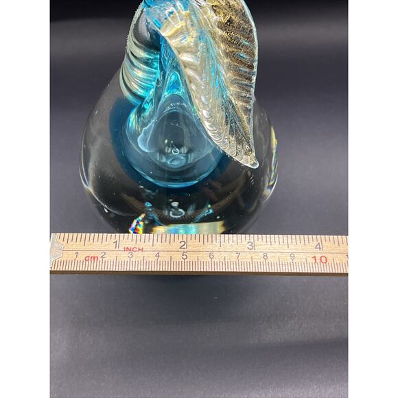 Vtg Chalet Canada Art Glass Blue Gold Clear MCM Paperweight Pear PLEASE READ - Picture 16 of 16
